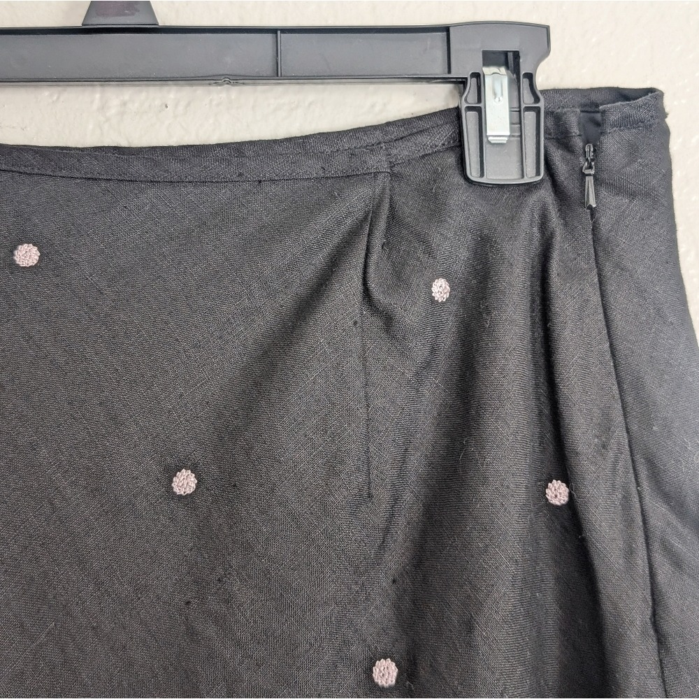 Richard Malcom Vtg 90s Cottage Fairy Embellished Flowers Irish Linen Midi Skirt - Picture 8 of 9